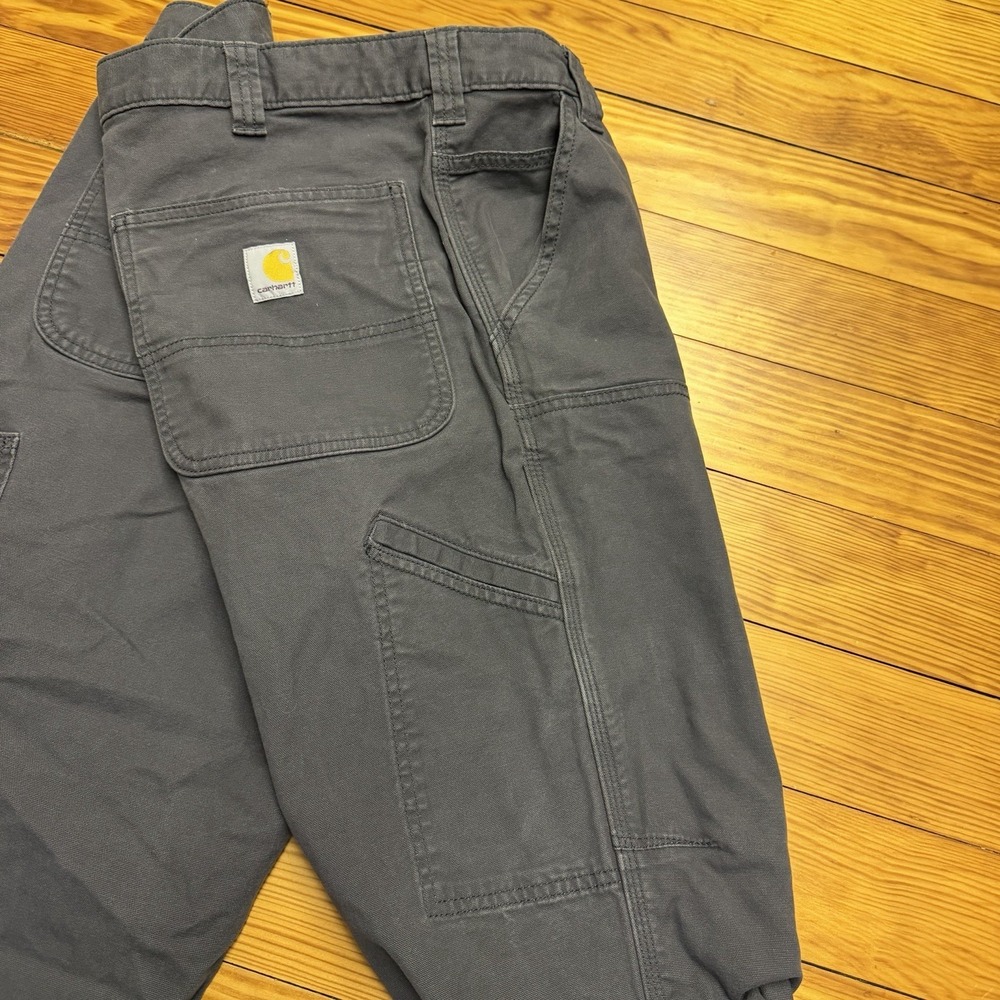 Carhartt Canvas Mens 36 x 32 Gray Double Knee Rugged Flex Relax Fit BN2802-M - Picture 11 of 11